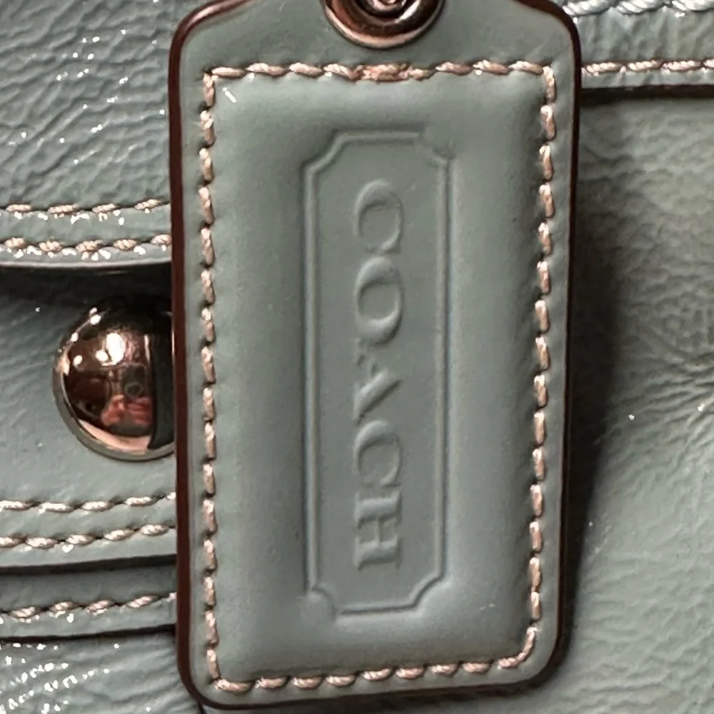Coach Mineral Soho Pleat Patent Shoulder Tote Bag + COA +Coach Dust Bag NWT! - Picture 6 of 14